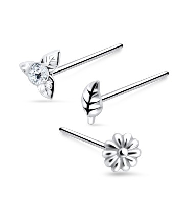 3 Silver Nose Stud Sets NSK-SET-1104